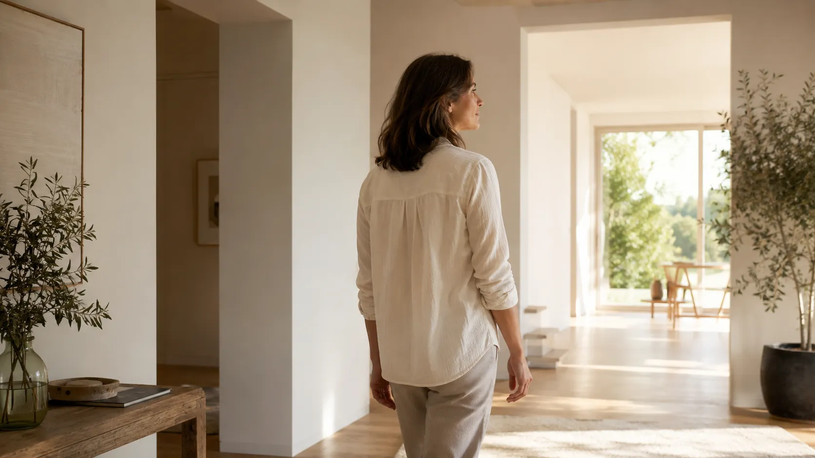 Personne accompagnée en thérapie ACT dans un espace lumineux, symbolisant choix, flexibilité psychologique et action guidée par les valeurs