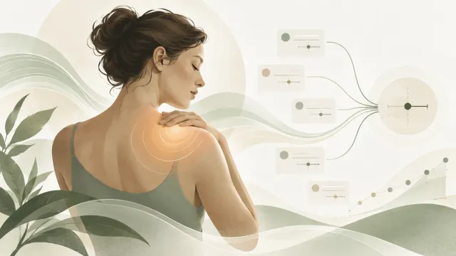 Illustration éditoriale sur une revue scientifique évaluant l’efficacité de l’hypnose pour soulager la douleur.
