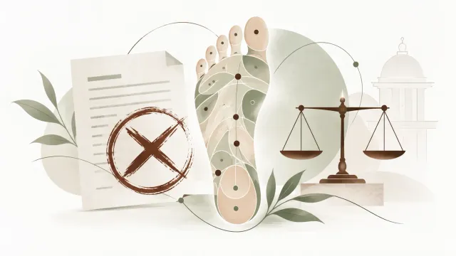 Illustration éditoriale sur l’annulation de la norme AFNOR NF S99-807 sur la réflexologie par le Conseil d’État