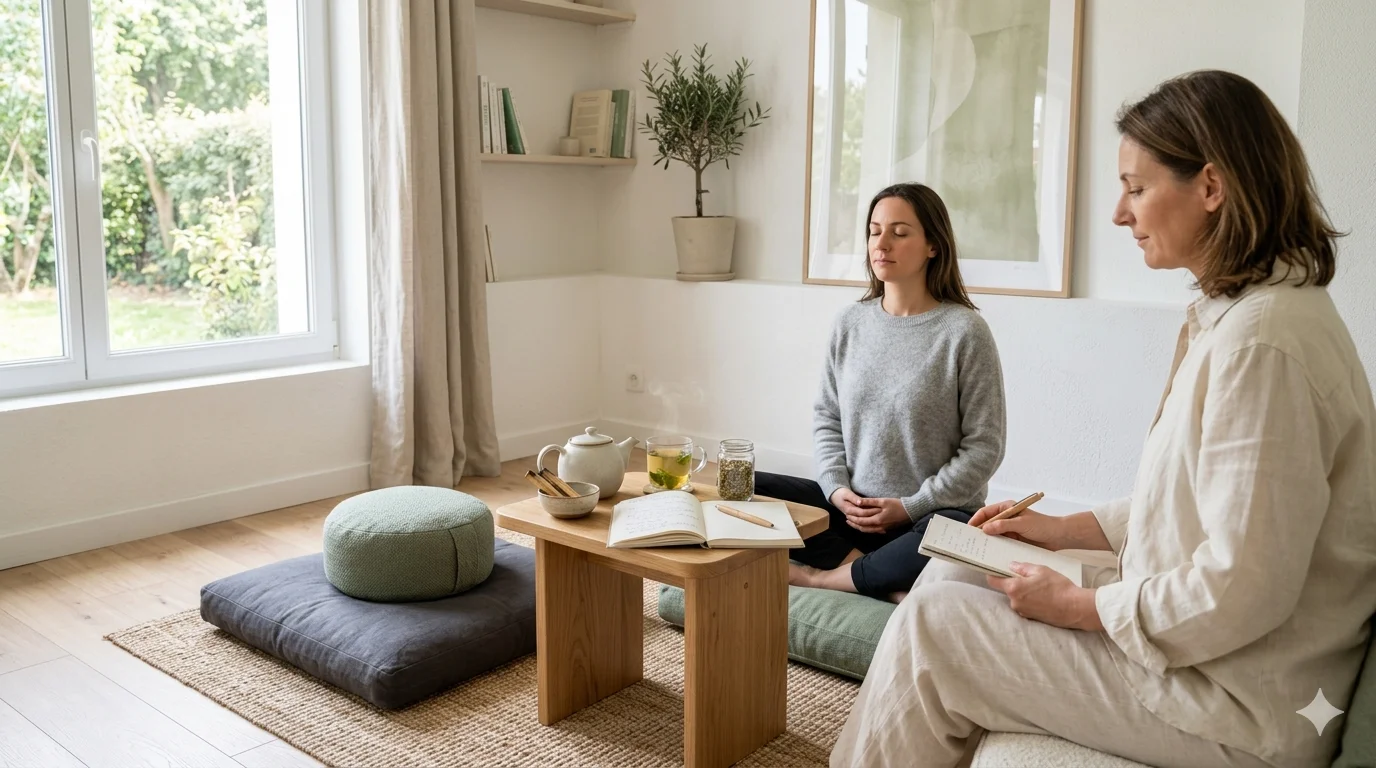 Cabinet de sophrologie : espace calme pour séance individuelle