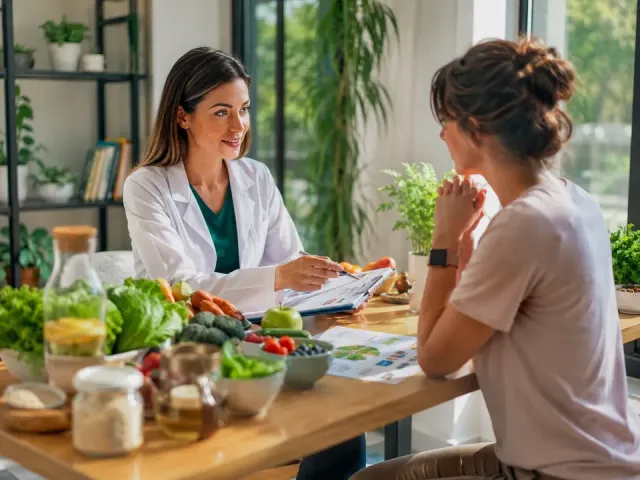 Séance avec un nutritionniste dans une ambiance calme et professionnelle