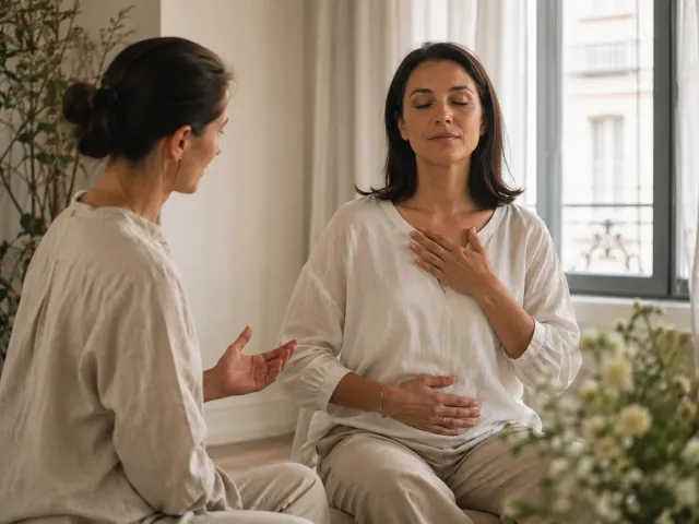 Personne assise dans un lieu calme pendant un épisode d’angoisse intense