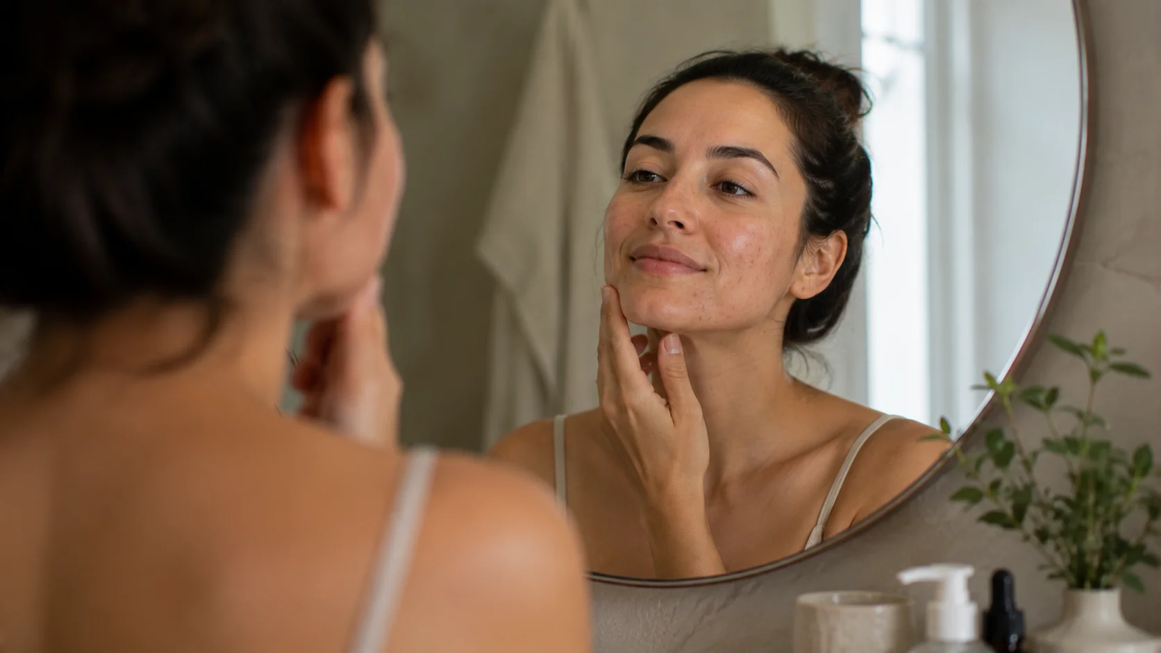 Respiration, confiance et bien-être peau sensible, lumière douce.