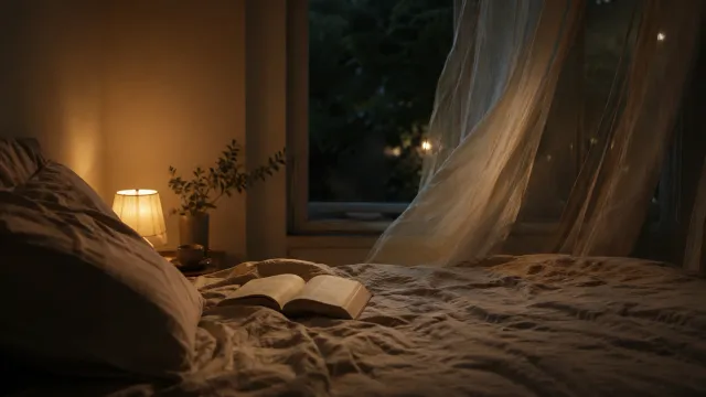 Ambiance douce, lumière tamisée, espace apaisé.